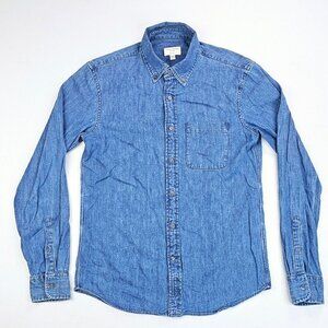 Club Monaco Slim Fit Size XS Men Blue Denim Button Down Long Sleeve Cotton Shirt